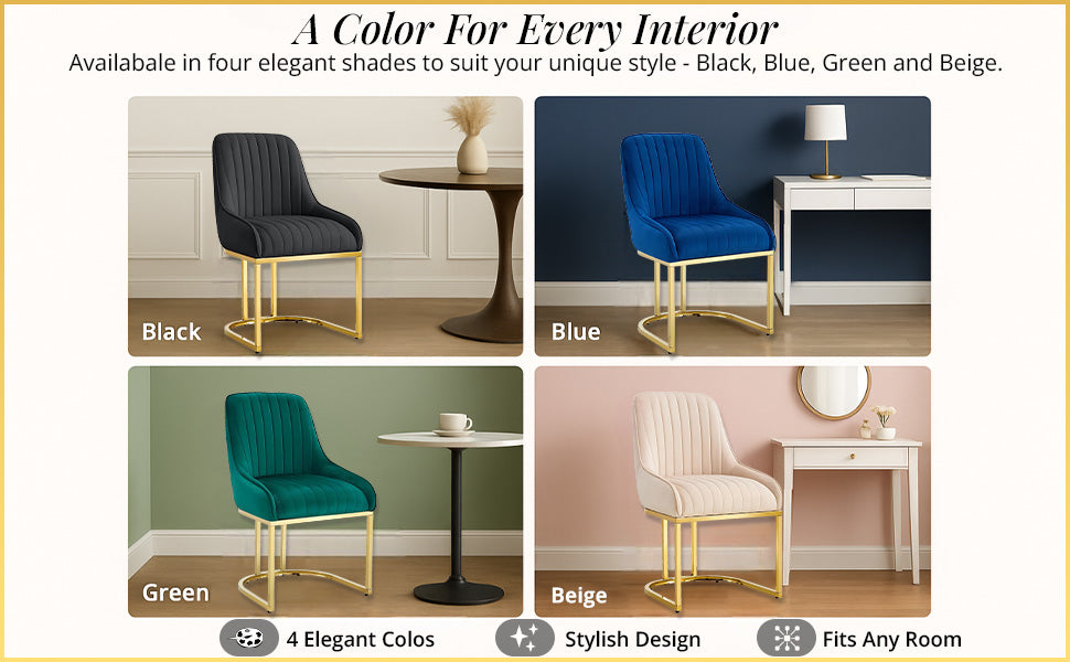 HYGRAD® Set Of 2 Velvet Dining Chair Luxury Padded Dining Room Chairs Armless Gold Chairs For Kitchen Restaurant Office