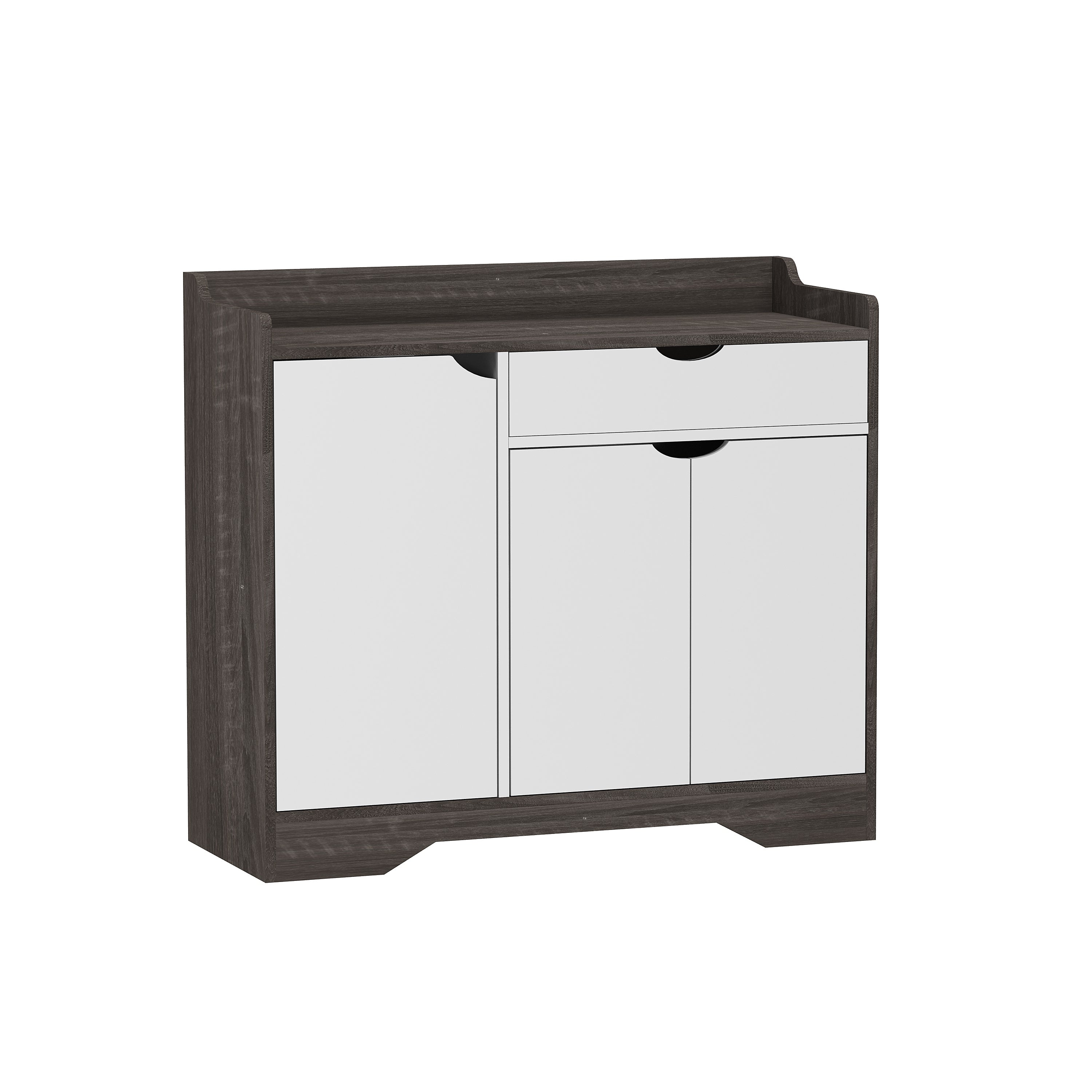 HYGRAD Wooden Hallway Shoe Storage Cabinet, Modern Styled Home Shoe Rack Display (White)