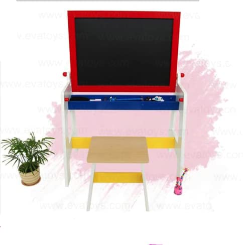 HYGRAD® Multi-Purpose Kids Table and Chair, Drawing BlackBoard Study Desk with Storage Space, Pens and Eraser, Children Activity Table and Chair Set for Boys Girls