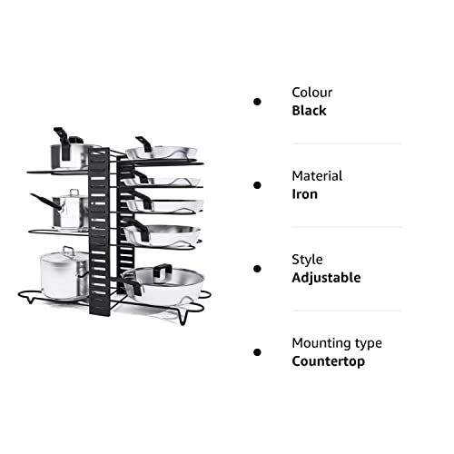 HYGRAD® 8 Tier Adjustable Cabinet Organiser Pots & Pans Dishes Organiser Stand For Neat And Tidy Cupboard Organising