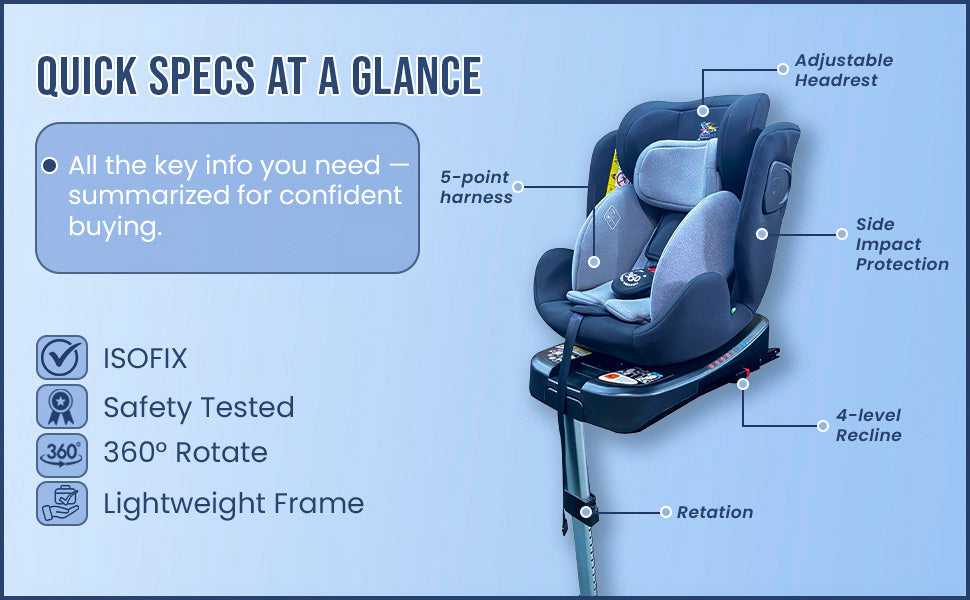 HYGRAD® Baby Infant Car Seat ISOFIX 0+ / 1/2 Age Group ECE/R129 Approved 3 in 1 Baby Children Kids Car Safety Booster Seat Weight Upto 25kg