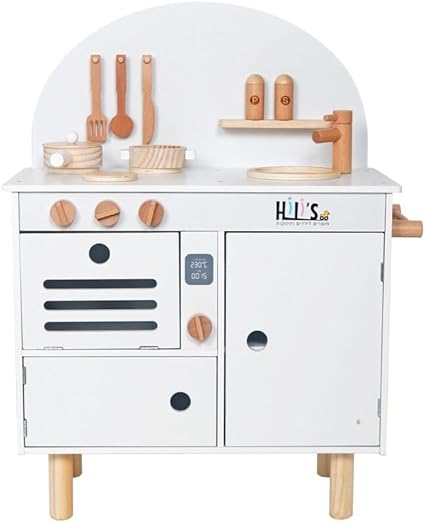 HYGRAD Kids Large Wooden Kitchen Play Set And Accessories Life Size Childrens Wood Kitchen Pretend Play Set Vintage Style Kitchen Role Play Set With Utensils (Green & White)