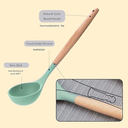 HYGRAD 27Pcs Kitchen Utensil Set Non Stick Cooking Utensil Set Wooden Handle Spoons Turners Spatula Cooking Utensil Set