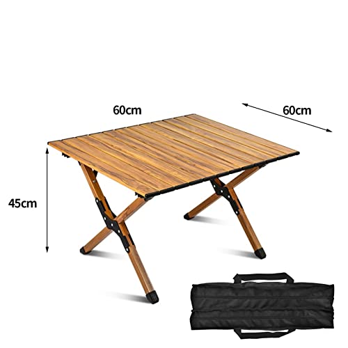 Wooden Effect Egg Roll Picnic Table Portable BBQ Table Foldable Wooden Effect Carry Picnic Table Garden Table Outdoor Foldable Table (60cm or 120cm)
