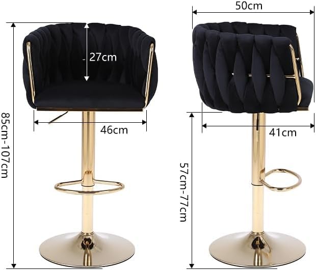 Modern 2-in-1 Bar Stool - 360° Swivel, Gold Base, Velvet, Kitchen Island Bar Chairs