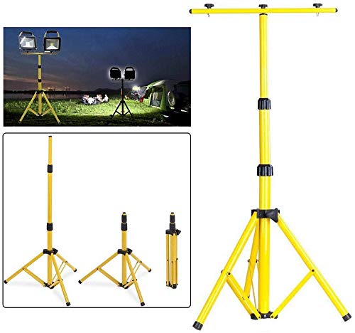 HYGRAD® Floodlight Tripod Stand, Twin Head -Could Mount 1 to 2 Lights, Portable Telescopic Outdoor Lamp Stand 160cm