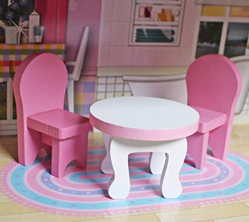 HYGRAD® Kids Wooden Three Levels Victorian Wooden Doll House with Furniture Set For Role Play (Design 2)