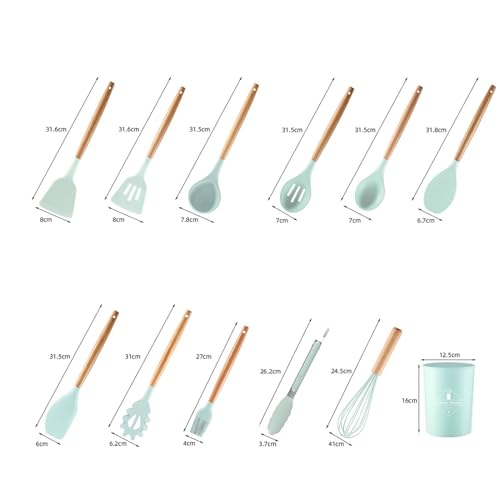 HYGRAD 27Pcs Kitchen Utensil Set Non Stick Cooking Utensil Set Wooden Handle Spoons Turners Spatula Cooking Utensil Set