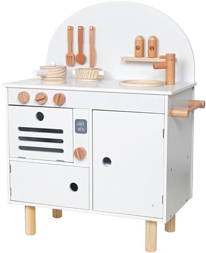 HYGRAD Kids Large Wooden Kitchen Play Set And Accessories Life Size Childrens Wood Kitchen Pretend Play Set Vintage Style Kitchen Role Play Set With Utensils (Green & White)