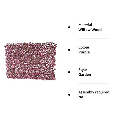 HYGRAD® Garden Screening Trellis Expanding Wooden Fence with Artificial Plant Leaves UK (Purple)