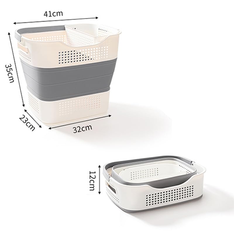 HYGRAD® Collapsible Laundry Basket 43L Heavy Duty Pop Up Laundry Hamper Telescopic Fold Away Space Saving Laundry Storage Hamper For Clothes