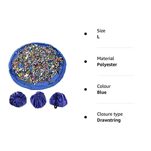 150cm Large Storage Bag Kids Nursery Play Mat Storage Bag For Toys and Lego Portable & Foldable Play Mat (Blue or Pink)