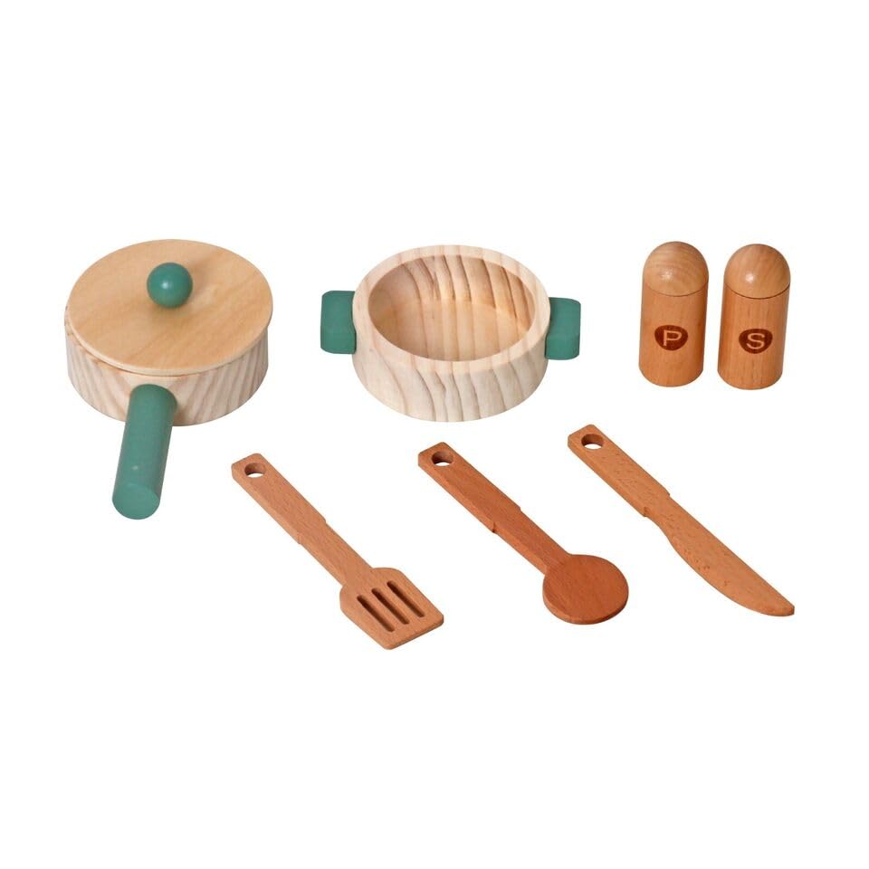 HYGRAD Kids Large Wooden Kitchen Play Set And Accessories Life Size Childrens Wood Kitchen Pretend Play Set Vintage Style Kitchen Role Play Set With Utensils (Green & White)