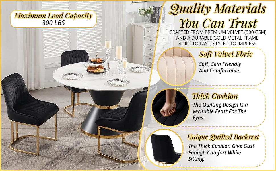 HYGRAD® Set Of 2 Velvet Dining Chair Luxury Padded Dining Room Chairs Armless Gold Chairs For Kitchen Restaurant Office