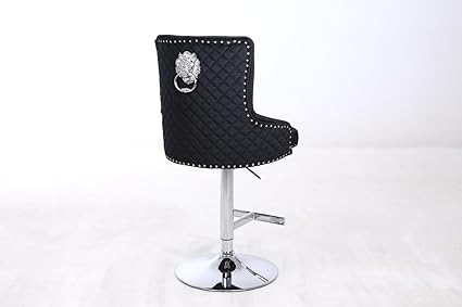 Luxury Velvet Bar Stools With Lion Knocker Back Rest Padded Breakfast Bar Stools Set of 2 or Single Kitchen Island Bar Stools Height Adjustable And Swivel (Set of 2))