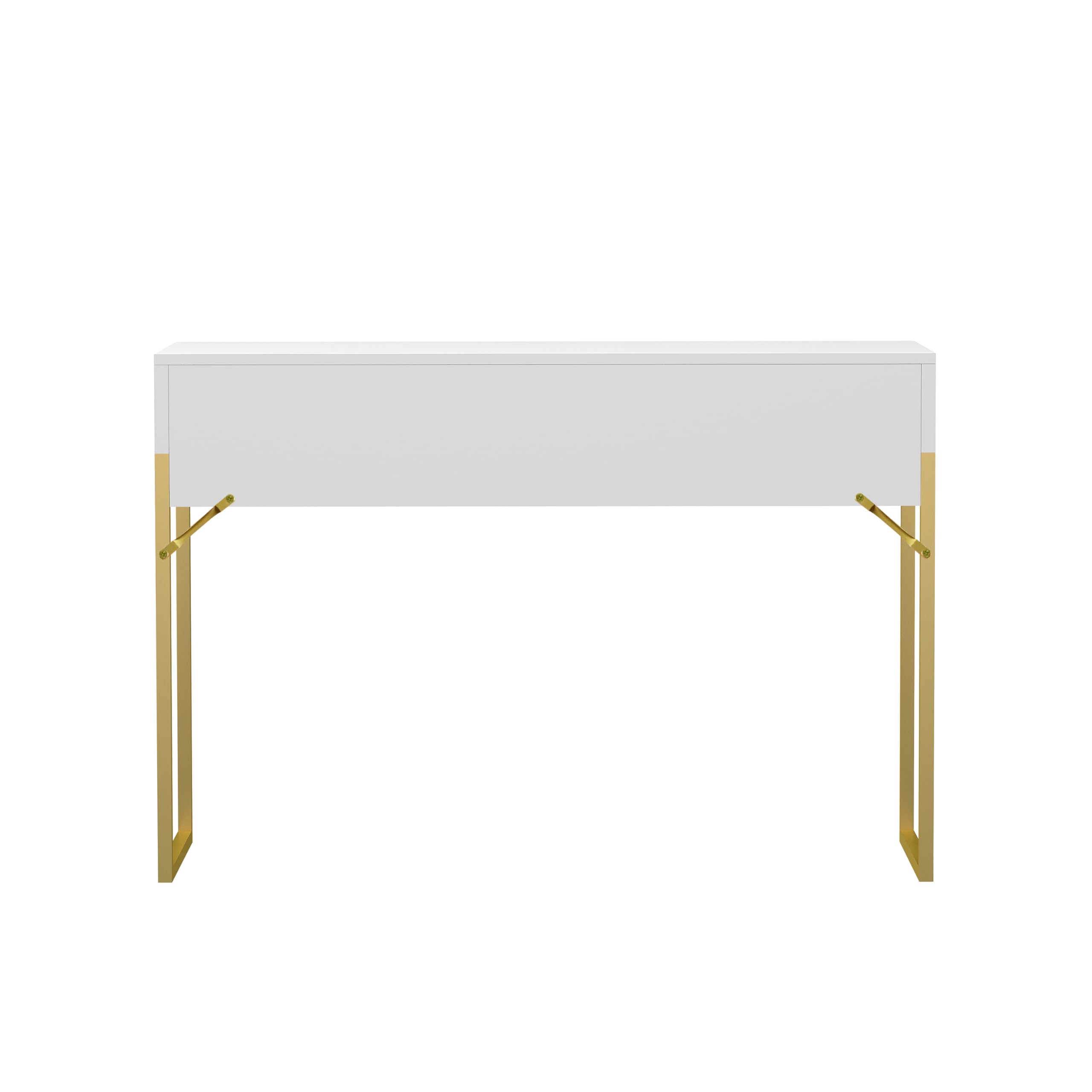 HYGRAD® Modern Hallway Console Table Entryway Display Table White Slim Table With 2 Drawers Gold Legs Living Room Sofa Table Unit