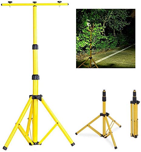 HYGRAD® Floodlight Tripod Stand, Twin Head -Could Mount 1 to 2 Lights, Portable Telescopic Outdoor Lamp Stand 160cm