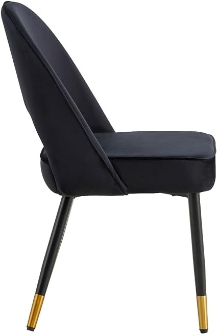 Padded Velvet Dining Chairs Set of 2 Or Single Dining Chair Upholstered Dining Seats With Black Legs Velvet Chairs For Dining Office Cafe Restaurant (Set of 2)