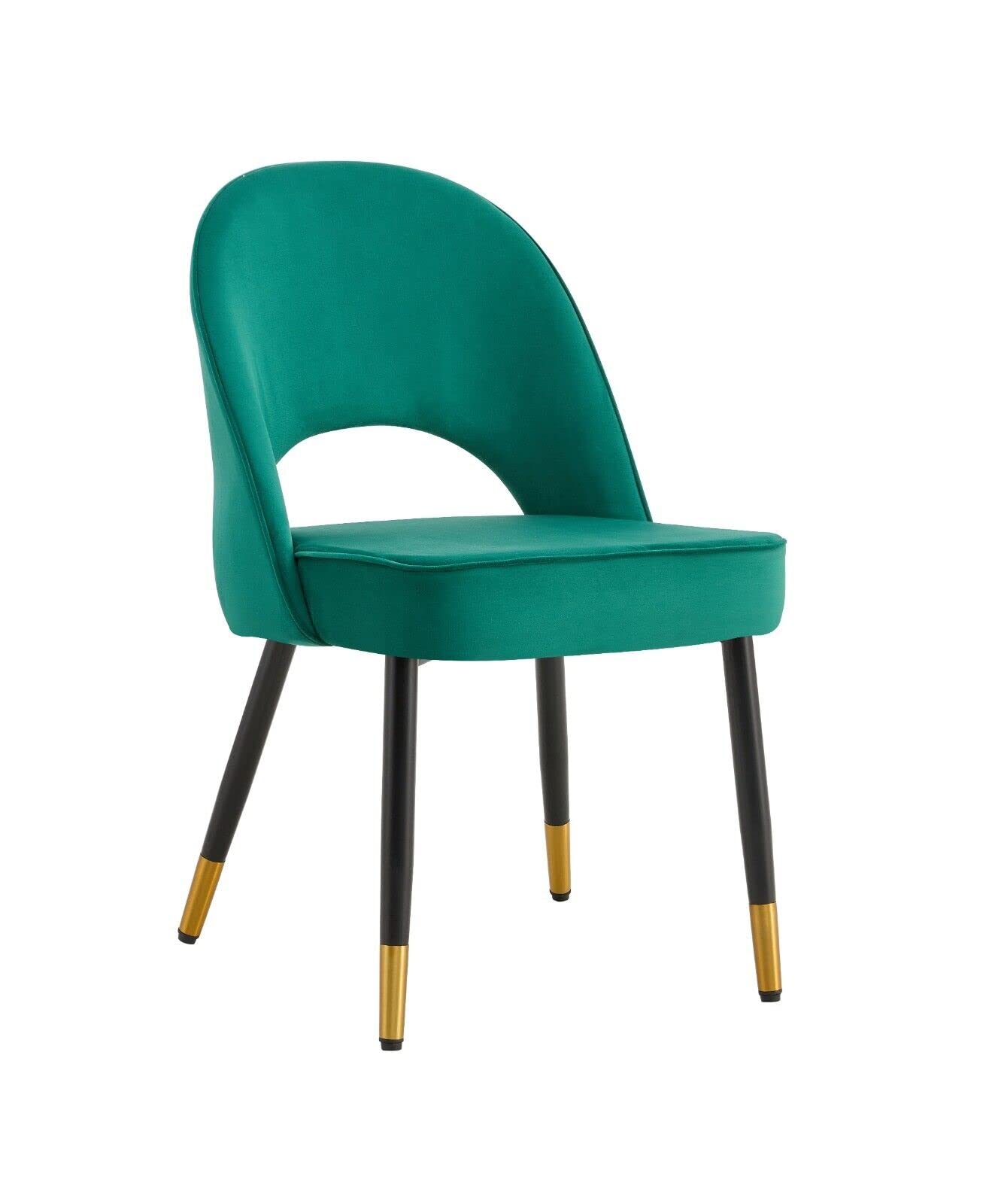 Padded Velvet Dining Chairs Set of 2 Or Single Dining Chair Upholstered Dining Seats With Black Legs Velvet Chairs For Dining Office Cafe Restaurant (Set of 2)