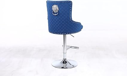 Luxury Velvet Bar Stools With Lion Knocker Back Rest Padded Breakfast Bar Stools Set of 2 or Single Kitchen Island Bar Stools Height Adjustable And Swivel (Set of 2))