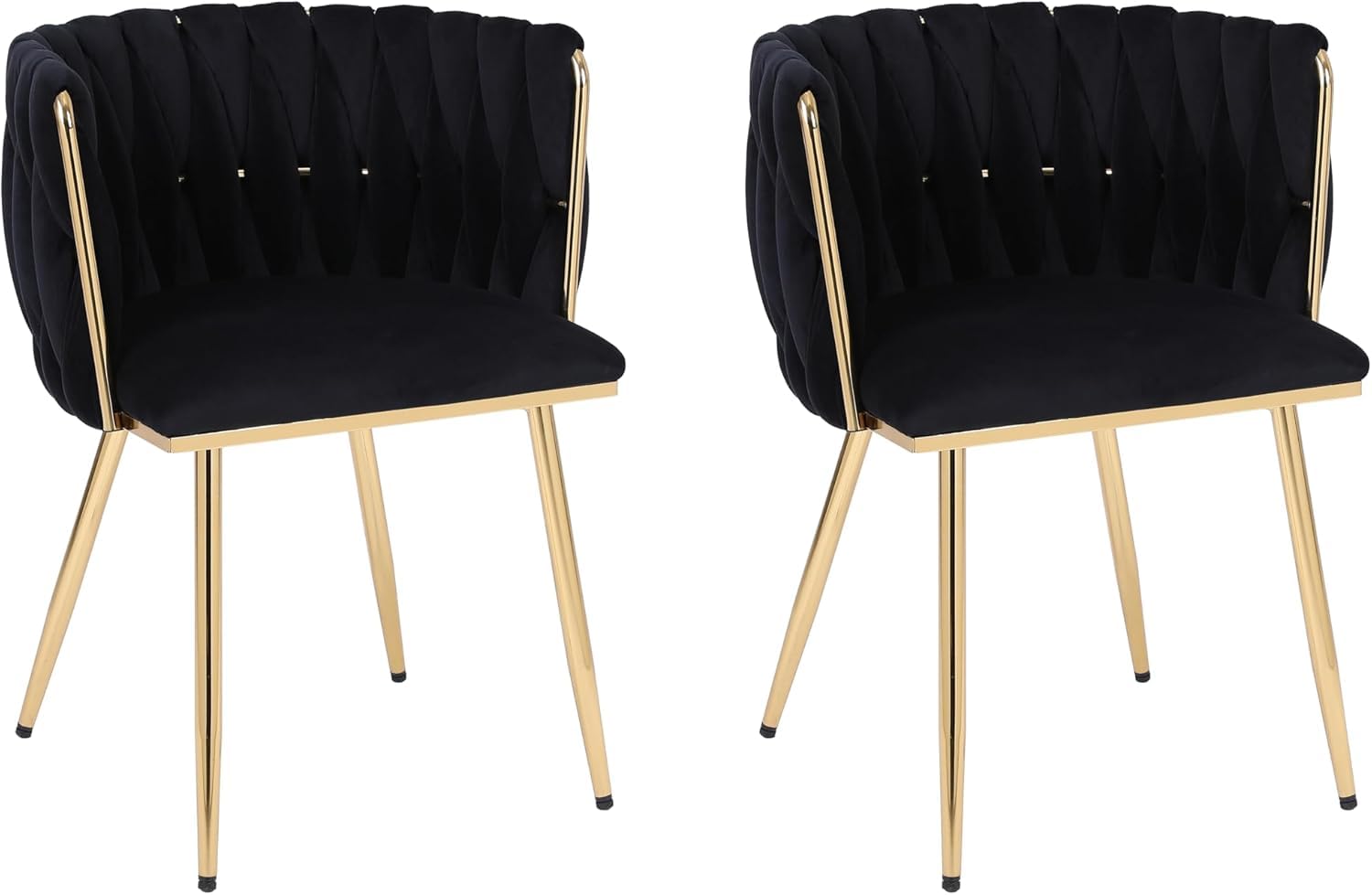 Modern Velvet Dining Chairs Set Of 2 – Accent Kitchen Chairs With Backrest & Metal Legs 47D X 53W X 72H For Office, Dining Room, Living Room, Kitchen, Vanity