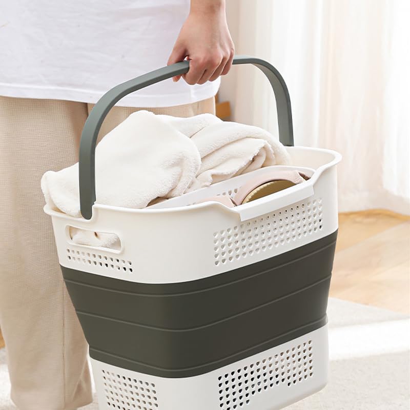 HYGRAD® Collapsible Laundry Basket 43L Heavy Duty Pop Up Laundry Hamper Telescopic Fold Away Space Saving Laundry Storage Hamper For Clothes