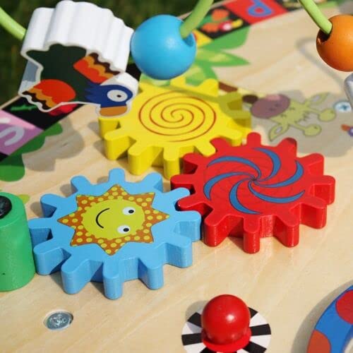 Kid's 7 in 1 Wooden Activity Table Multi Functional Kids Activity Toy Table With Bead Maze, Xylophone, Kids Educational Activity Table