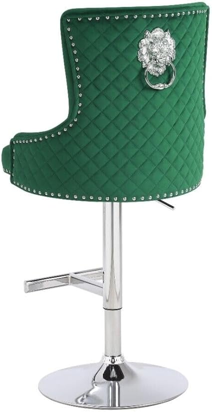 Luxury Velvet Bar Stools With Lion Knocker Back Rest Padded Breakfast Bar Stools Set of 2 or Single Kitchen Island Bar Stools Height Adjustable And Swivel (Set of 2))