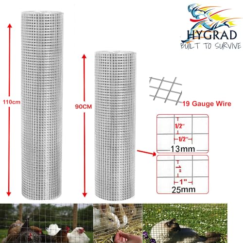 HYGRAD Galvanised Mesh Wire Garden Fencing Steel Wire Fencing Animal Fencing Enclosure Crop Fencing Construction Fencing (44