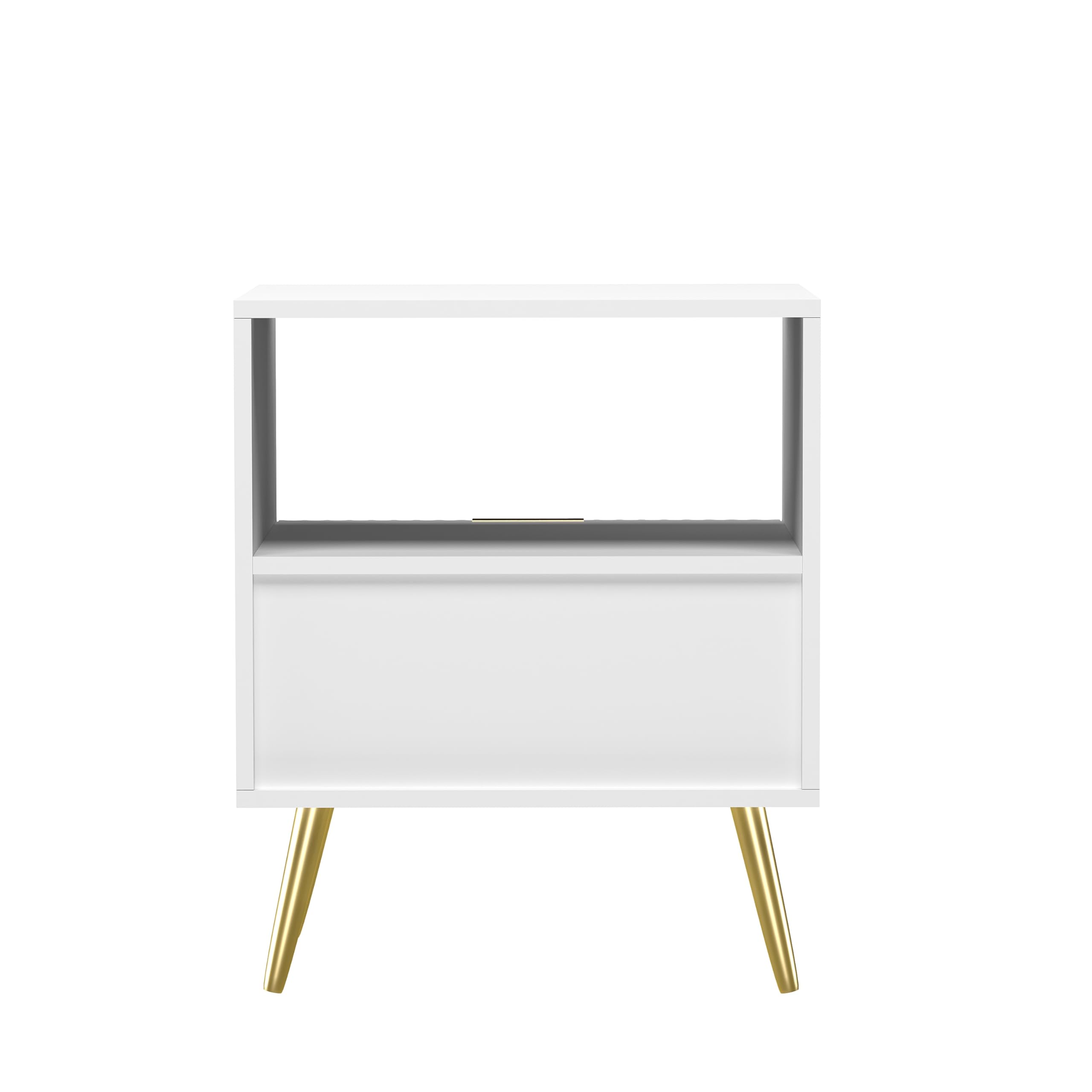 HYGRAD BUILT TO SURVIVE Living Room End Table Sofa Side Table Bedside Table Nightstand White With Golden Legs Modern Luxury Styled