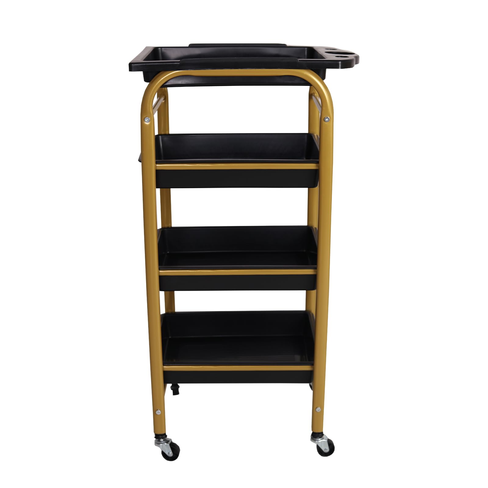 HYGRAD® 4 Layers Barber Storage Cart Hairdresser Trolley Cart On Wheels Organiser Gold Interchangeable Trays For Hairdresser Tattoo Parlour Spa Nail Salon Dental Surgery Barber