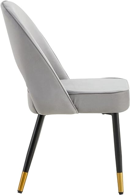 Padded Velvet Dining Chairs Set of 2 Or Single Dining Chair Upholstered Dining Seats With Black Legs Velvet Chairs For Dining Office Cafe Restaurant (Set of 2)