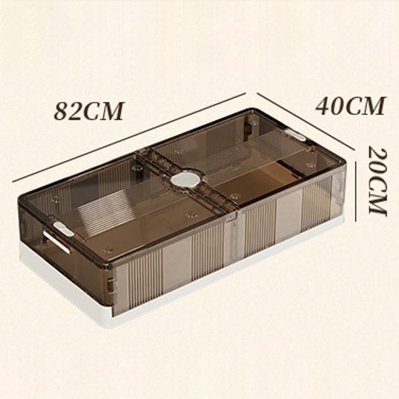 HYGRAD® Large Under Bed Storage Boxes Slim Organiser Box With Lids & Wheels Slide Out Easy Smart Stackable Storage Boxes 82cm x 40cm x 20cm (Clear)