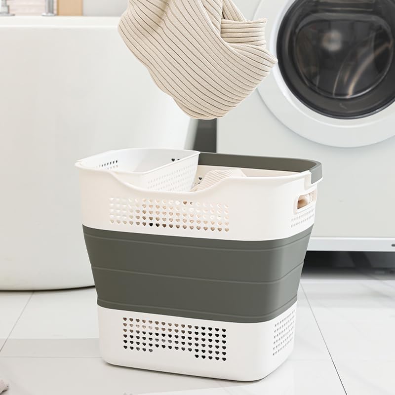 HYGRAD® Collapsible Laundry Basket 43L Heavy Duty Pop Up Laundry Hamper Telescopic Fold Away Space Saving Laundry Storage Hamper For Clothes