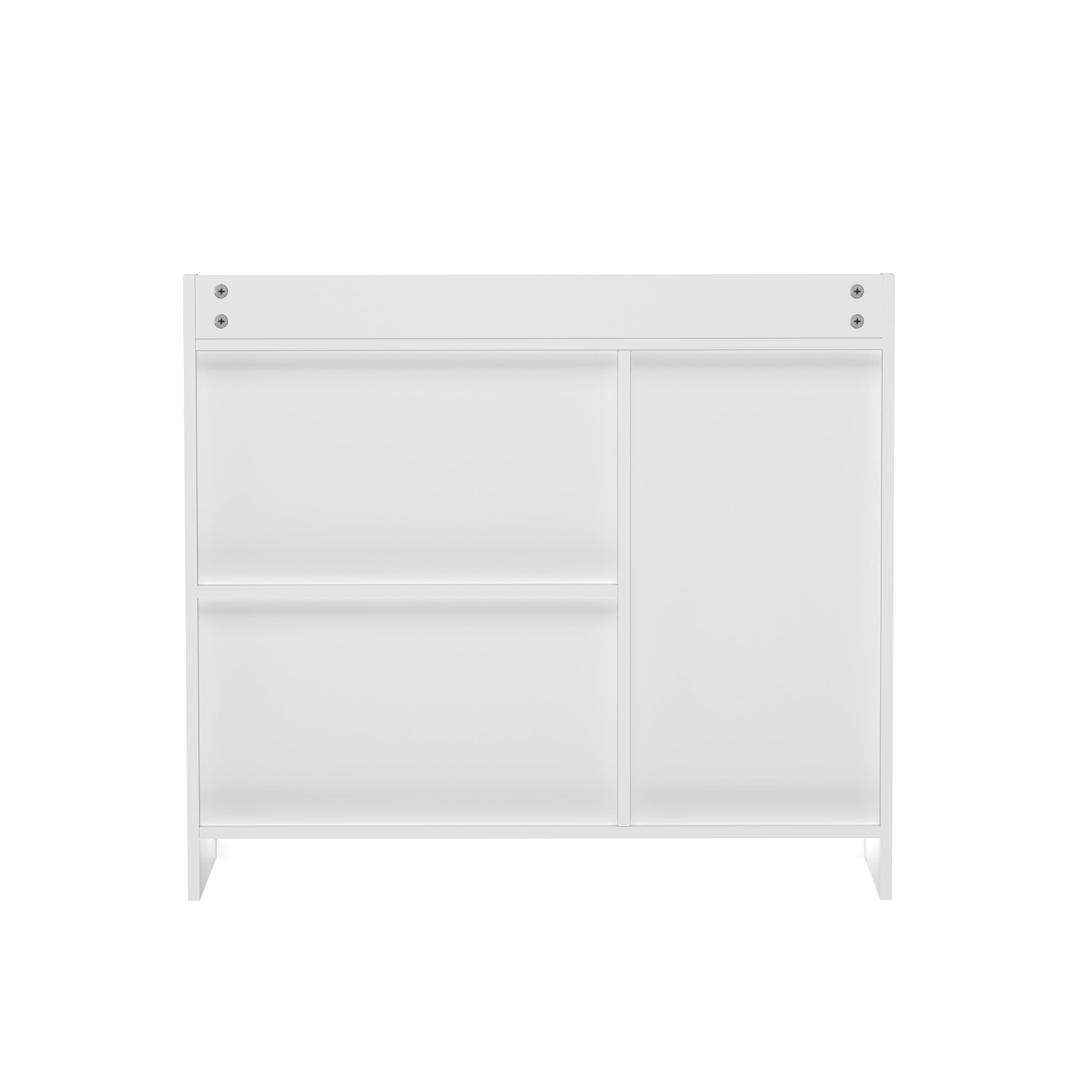 HYGRAD Wooden Hallway Shoe Storage Cabinet, Modern Styled Home Shoe Rack Display (White)