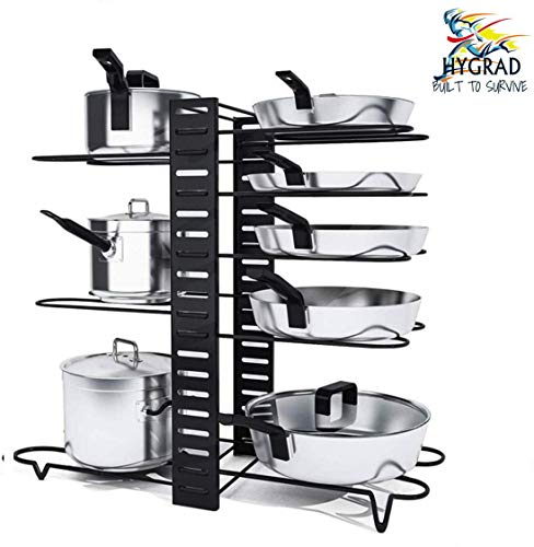 HYGRAD® 8 Tier Adjustable Cabinet Organiser Pots & Pans Dishes Organiser Stand For Neat And Tidy Cupboard Organising