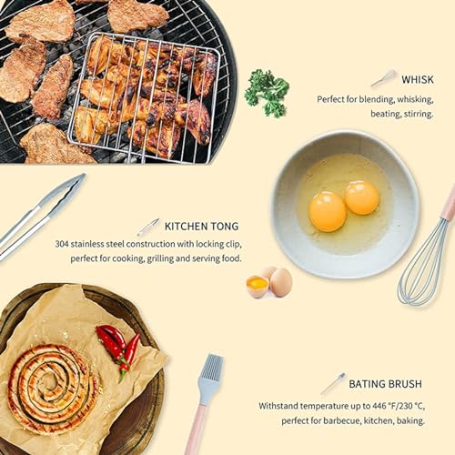 HYGRAD 27Pcs Kitchen Utensil Set Non Stick Cooking Utensil Set Wooden Handle Spoons Turners Spatula Cooking Utensil Set