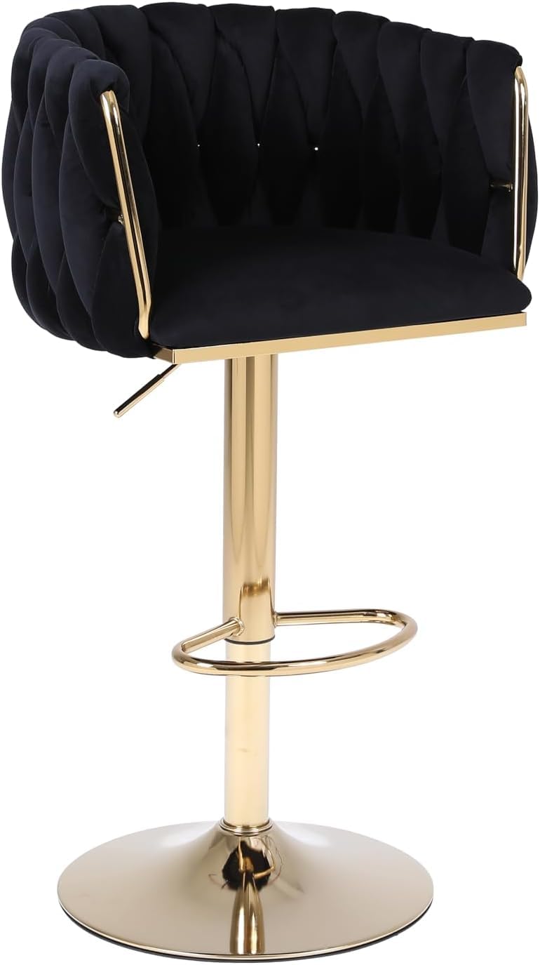 Modern 2-in-1 Bar Stool - 360° Swivel, Gold Base, Velvet, Kitchen Island Bar Chairs
