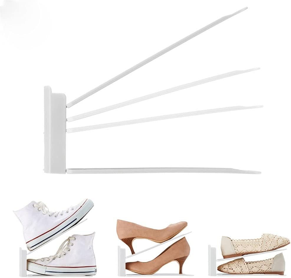Pack of 12 Pcs Shoe Slot Organise Storage Adjustable 3-Level Height Shoe Organiser- Non-Slip Space Saver Shoe Holder- Shoe Stacker for All Shoe Styles Shoe Rack, Suitable for Women and Men