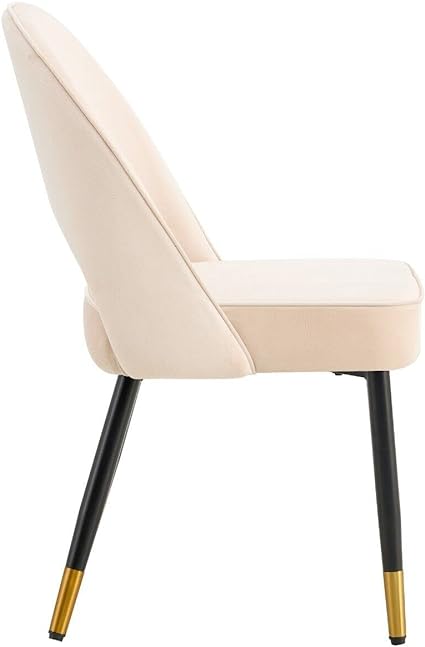 Padded Velvet Dining Chairs Set of 2 Or Single Dining Chair Upholstered Dining Seats With Black Legs Velvet Chairs For Dining Office Cafe Restaurant (Set of 2)