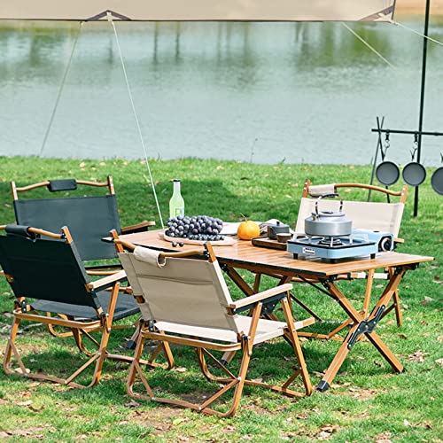 Wooden Effect Egg Roll Picnic Table Portable BBQ Table Foldable Wooden Effect Carry Picnic Table Garden Table Outdoor Foldable Table (60cm or 120cm)