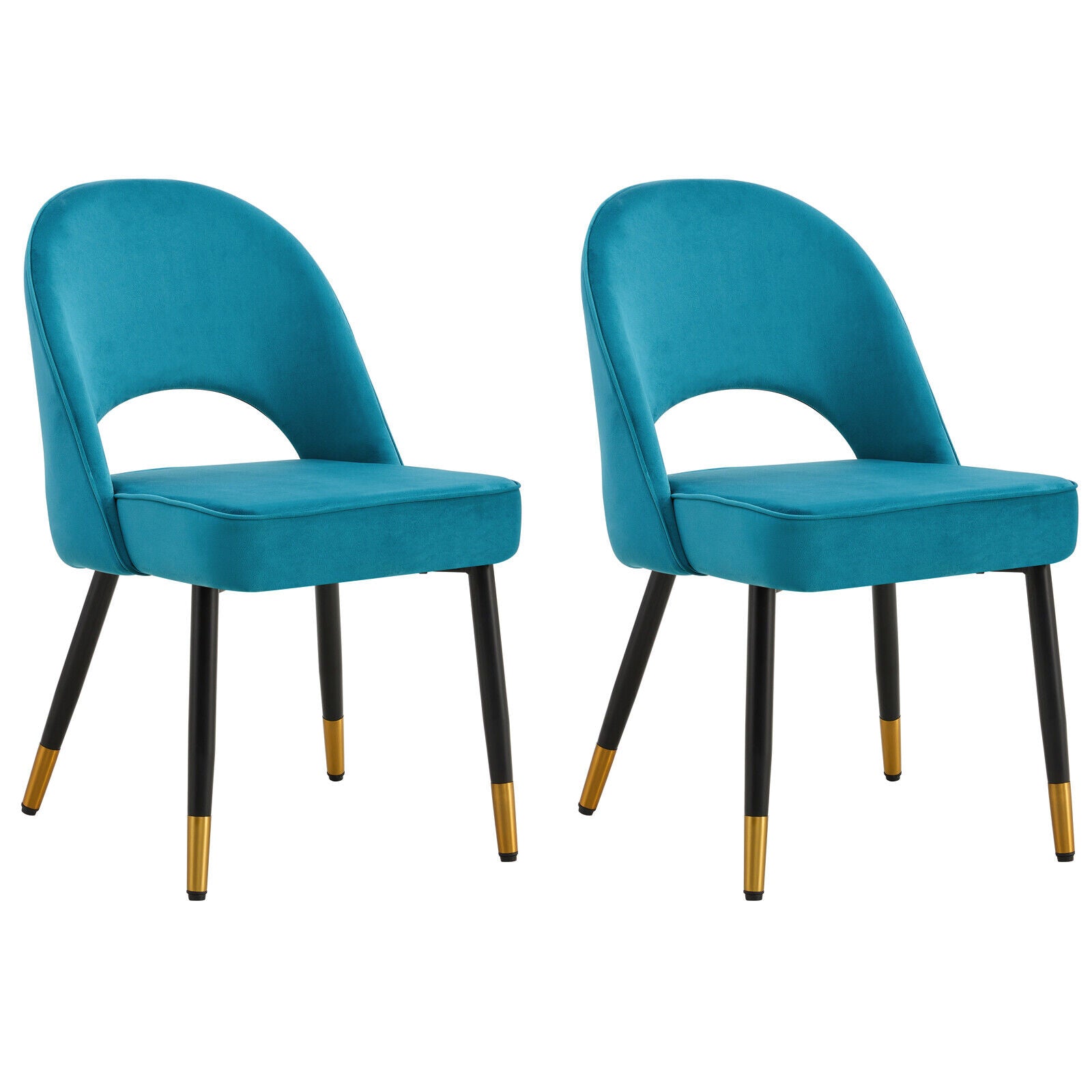 Padded Velvet Dining Chairs Set of 2 Or Single Dining Chair Upholstered Dining Seats With Black Legs Velvet Chairs For Dining Office Cafe Restaurant (Set of 2)