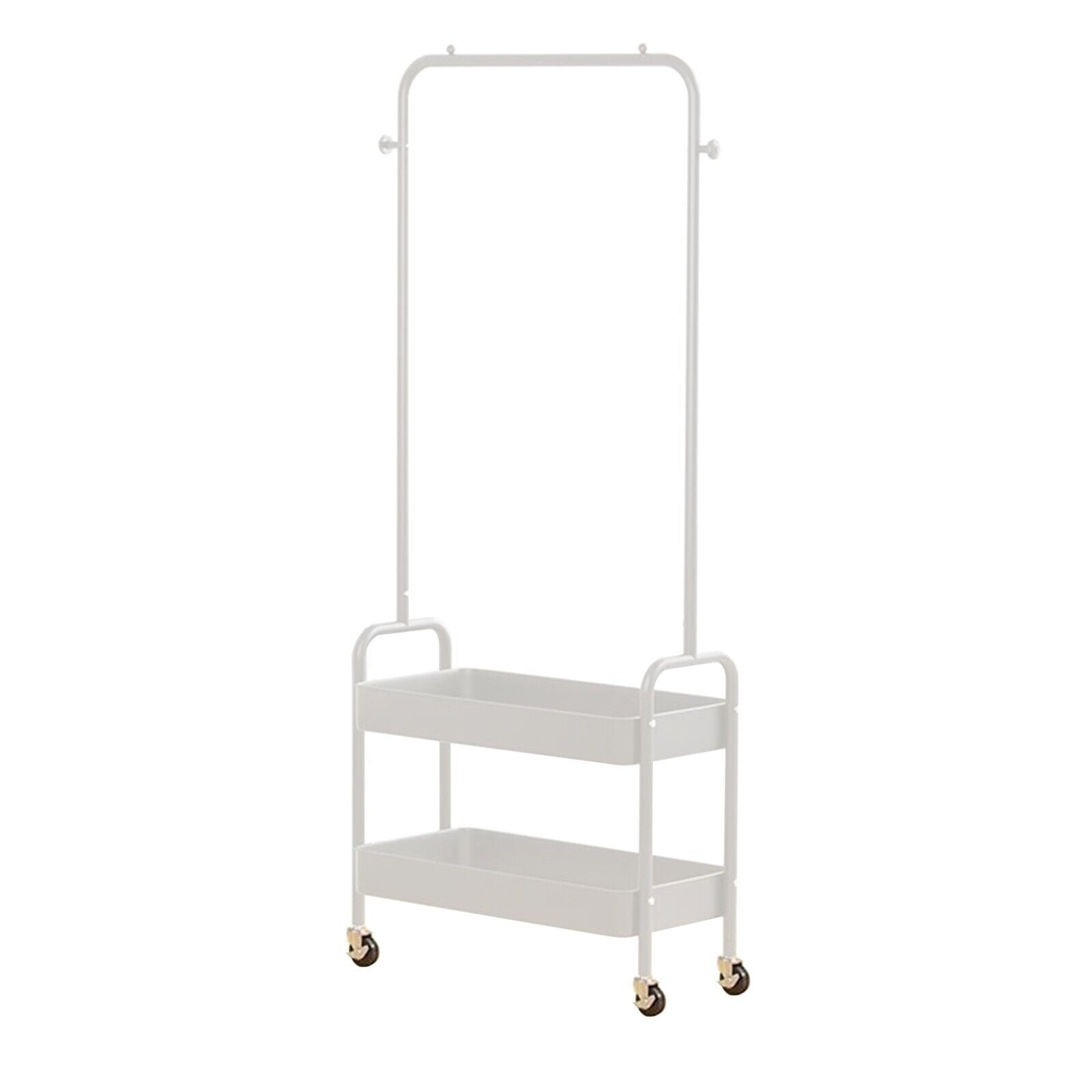 HYGRAD Metal Clothes Rack On Wheels Portable Clothes Rail For Hanging Clothes With Shoe Storage Shelfs Portable Clothes Rack Caddy For Bedroom Wardrobe