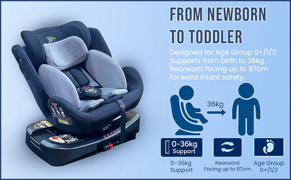 HYGRAD® Baby Infant Car Seat ISOFIX 0+ / 1/2 Age Group ECE/R129 Approved 3 in 1 Baby Children Kids Car Safety Booster Seat Weight Upto 25kg