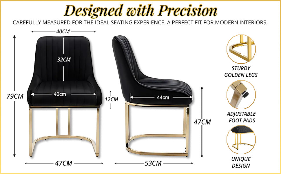 HYGRAD® Set Of 2 Velvet Dining Chair Luxury Padded Dining Room Chairs Armless Gold Chairs For Kitchen Restaurant Office