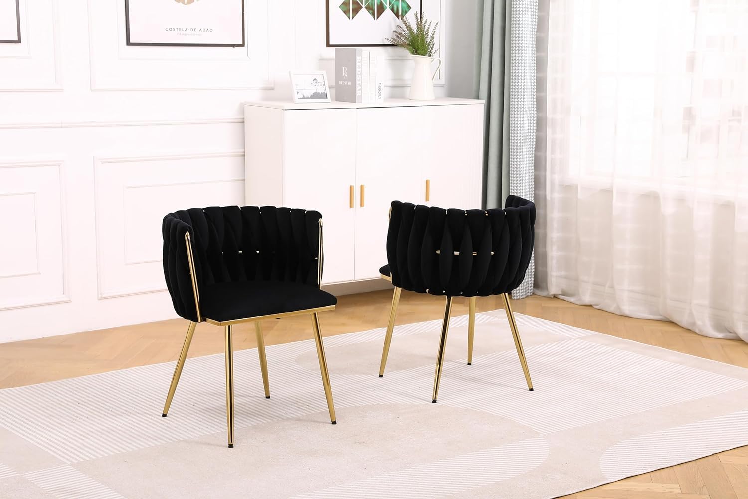 Modern Velvet Dining Chairs Set Of 2 – Accent Kitchen Chairs With Backrest & Metal Legs 47D X 53W X 72H For Office, Dining Room, Living Room, Kitchen, Vanity