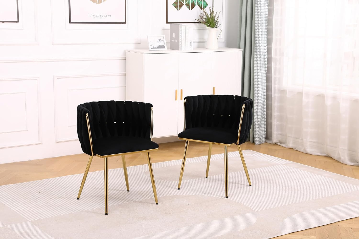 Modern Velvet Dining Chairs Set Of 2 – Accent Kitchen Chairs With Backrest & Metal Legs 47D X 53W X 72H For Office, Dining Room, Living Room, Kitchen, Vanity