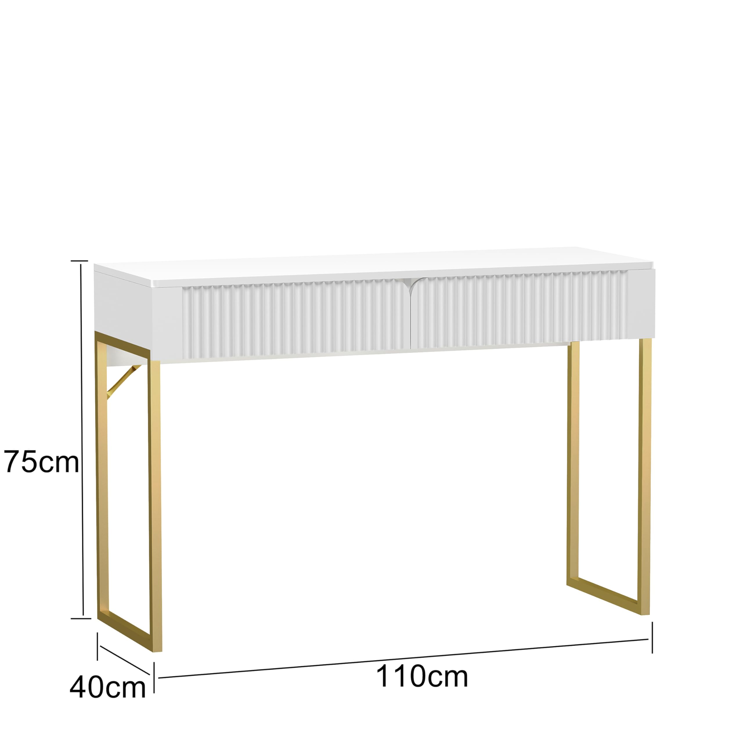 HYGRAD® Modern Hallway Console Table Entryway Display Table White Slim Table With 2 Drawers Gold Legs Living Room Sofa Table Unit