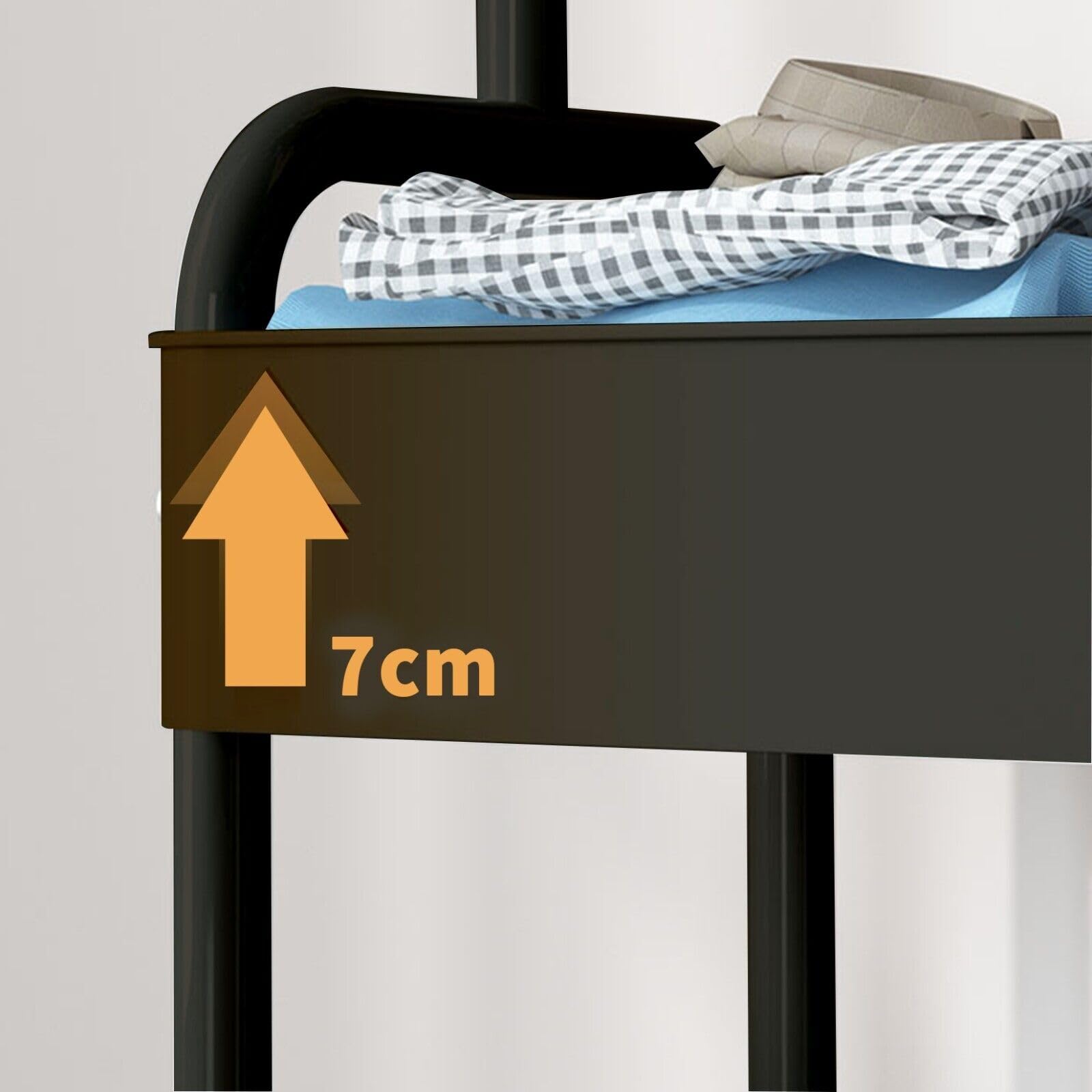 HYGRAD Metal Clothes Rack On Wheels Portable Clothes Rail For Hanging Clothes With Shoe Storage Shelfs Portable Clothes Rack Caddy For Bedroom Wardrobe