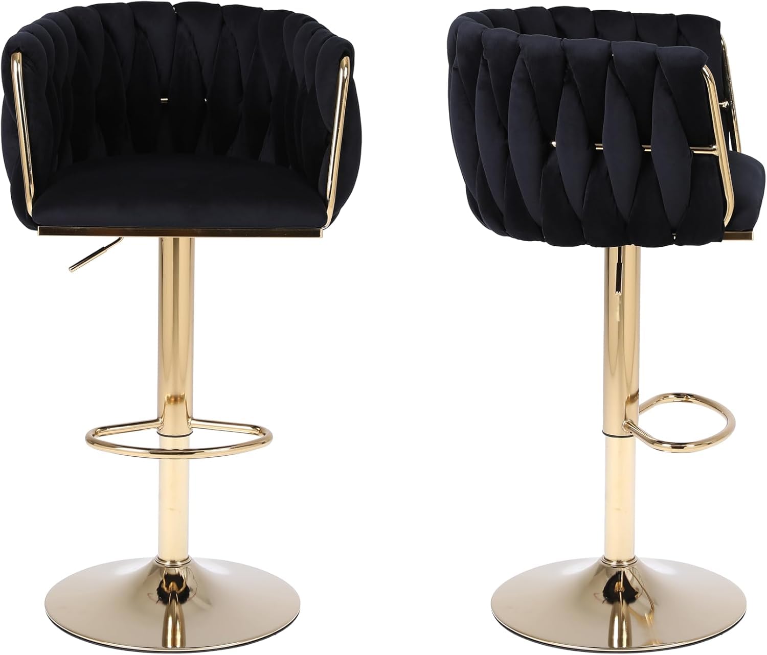 Modern 2-in-1 Bar Stool - 360° Swivel, Gold Base, Velvet, Kitchen Island Bar Chairs